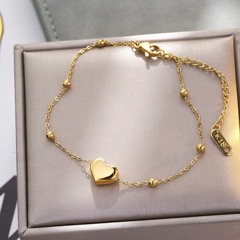 Anti Tarnish Golden Heart Bracelet
