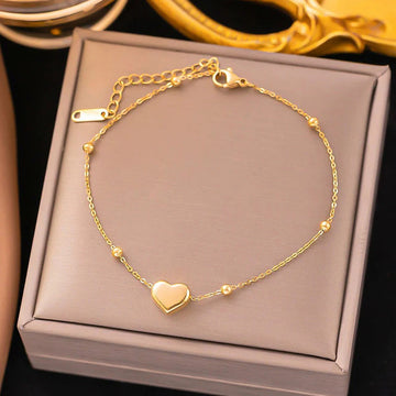 Anti Tarnish Golden Heart Bracelet