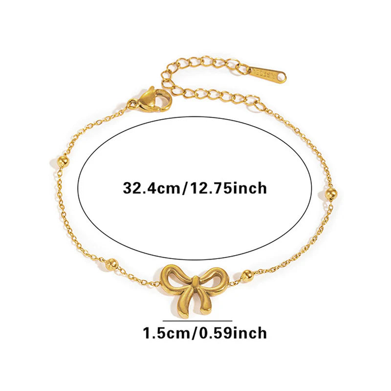 Anti Tarnish Elegant Bow Charm Bracelet