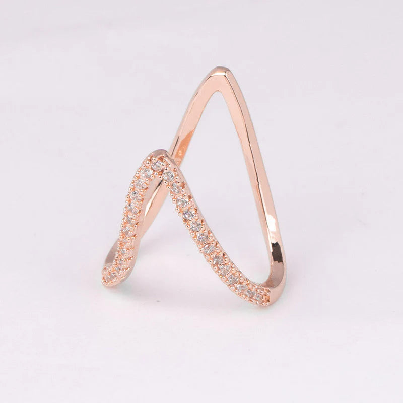 Rose Gold Zigzag Crystal Ring