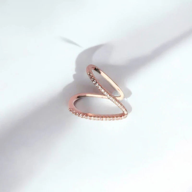 Rose Gold Zigzag Crystal Ring