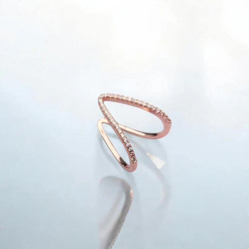 Rose Gold Zigzag Crystal Ring