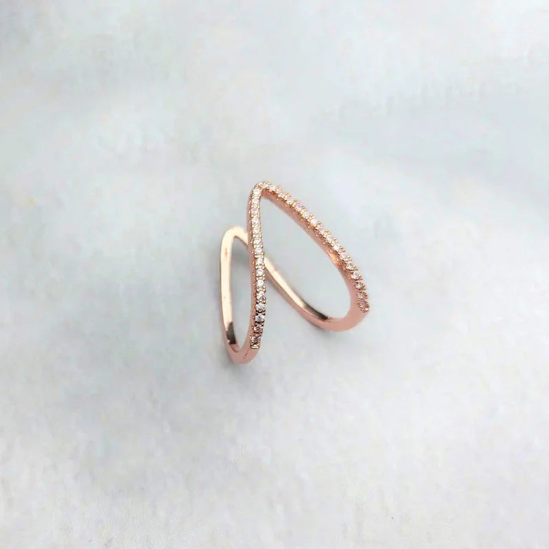Rose Gold Zigzag Crystal Ring
