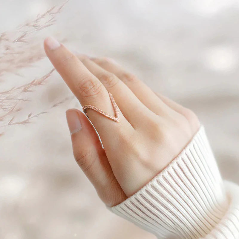 Rose Gold Zigzag Crystal Ring