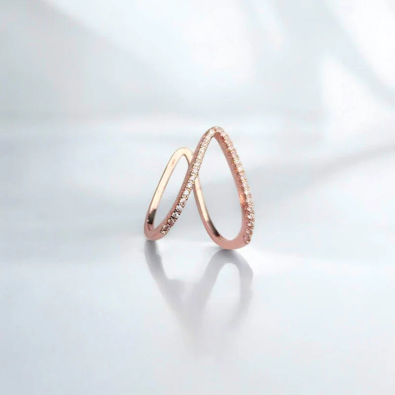 Rose Gold Zigzag Crystal Ring