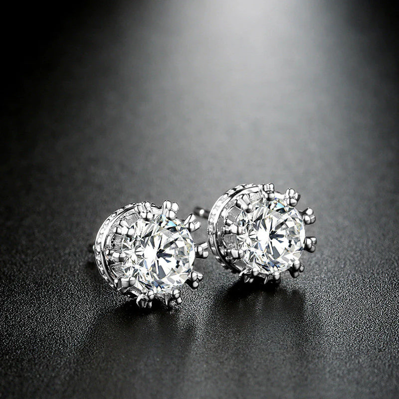 Anti Tarnish Celestia Sparkle Round Stud Earring