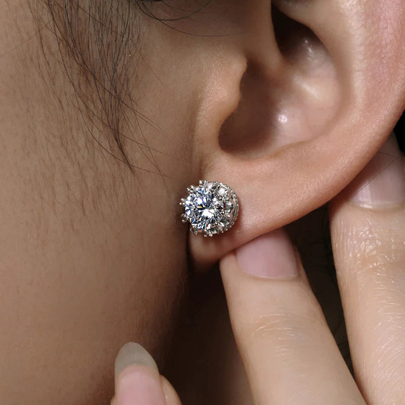 Anti Tarnish Celestia Sparkle Round Stud Earring