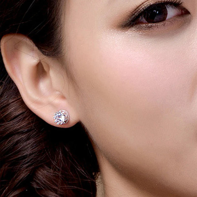Anti Tarnish Celestia Sparkle Round Stud Earring