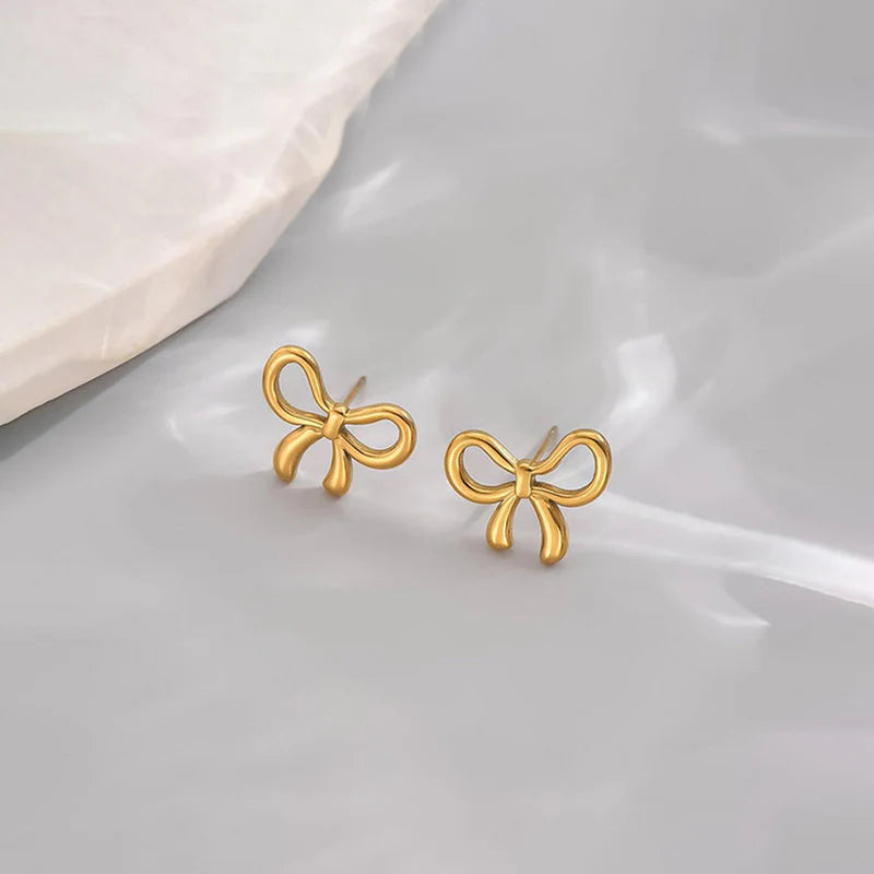 Anti Tarnish Golden Bow Knot Stud Earring
