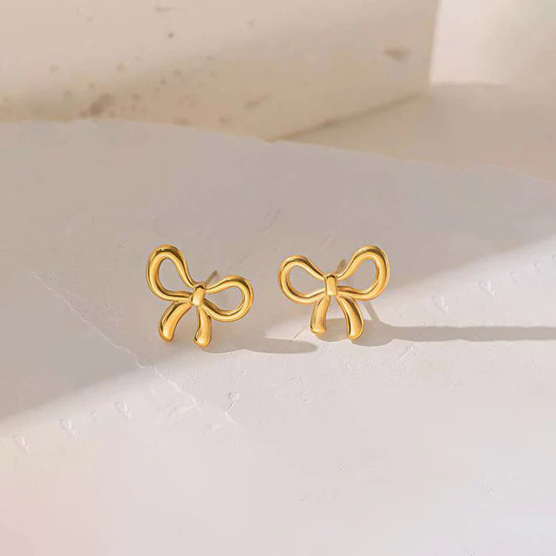 Anti Tarnish Golden Bow Knot Stud Earring