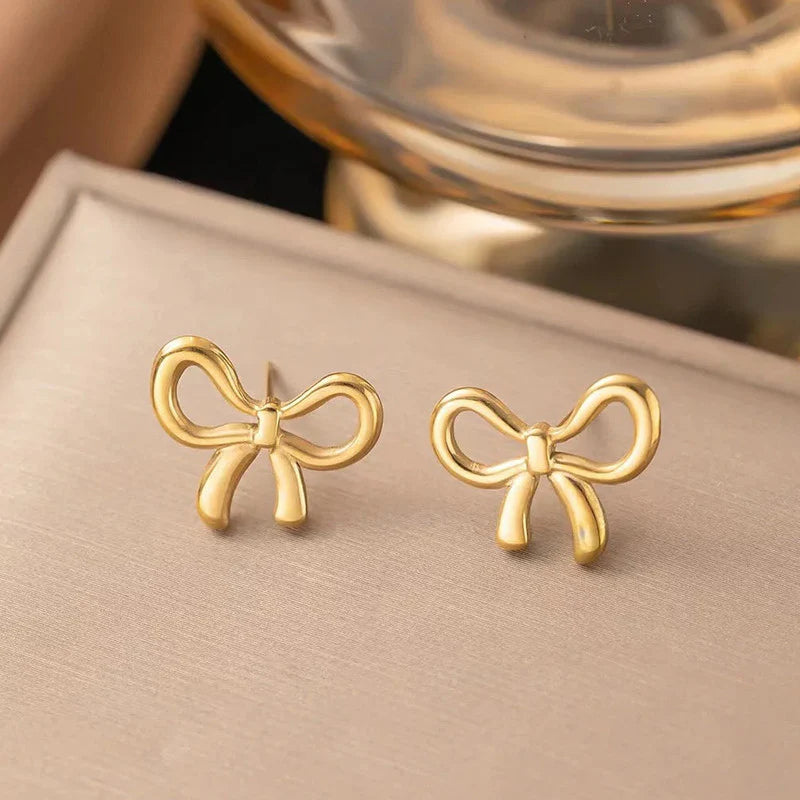 Anti Tarnish Golden Bow Knot Stud Earring
