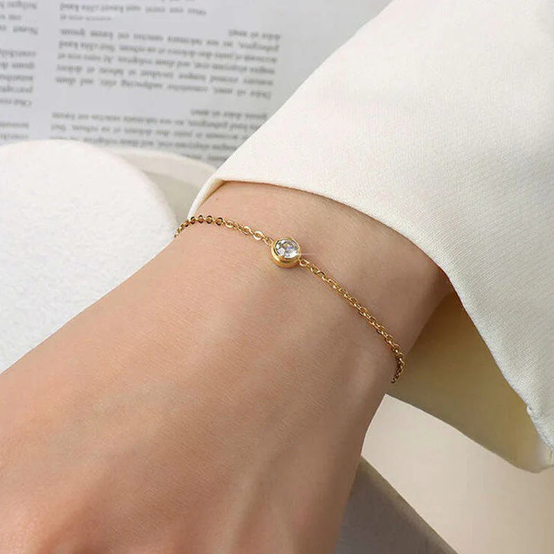 Anti Tarnish Crystal Chain Bracelet
