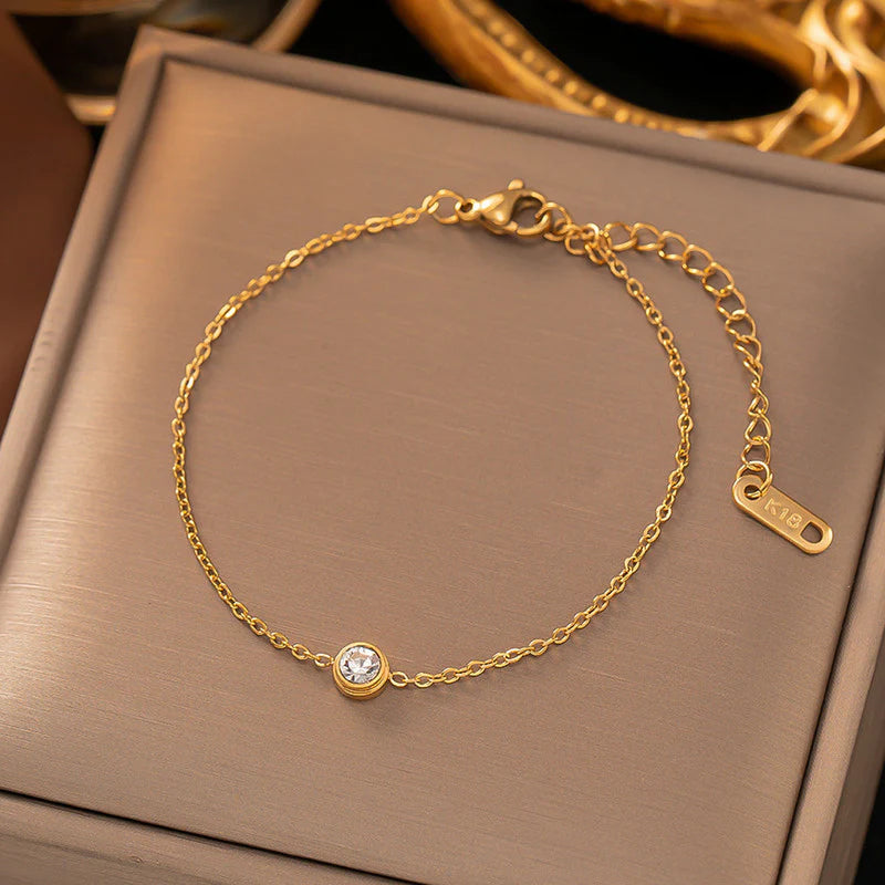 Anti Tarnish Crystal Chain Bracelet