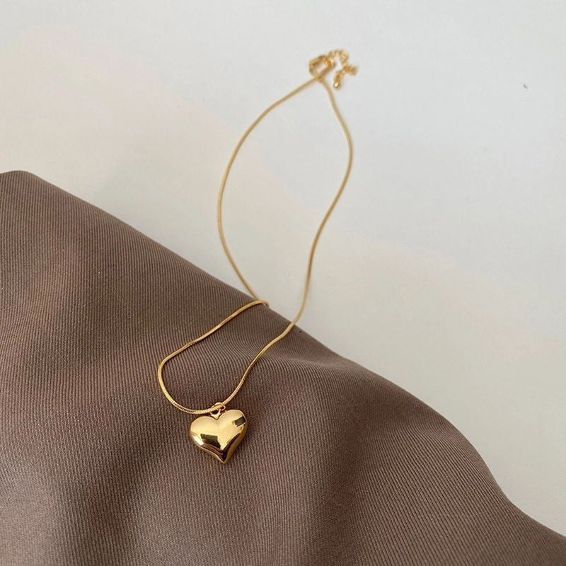 Luna Anti Tarnish Puffy Heart Pendant Necklace