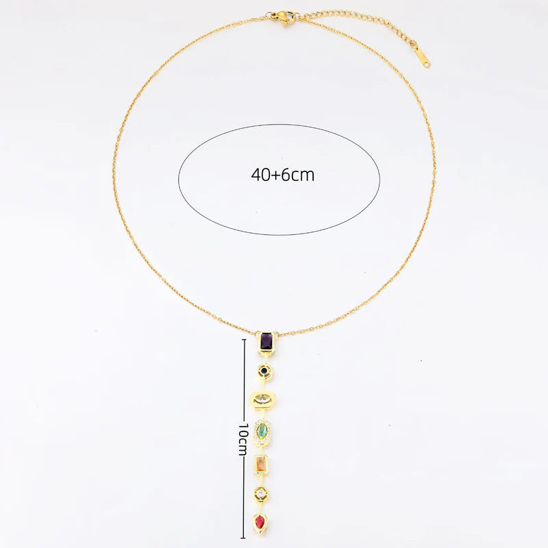Celeste Anti-Tarnish Multi-Stone Gold-Plated Pendant Necklace