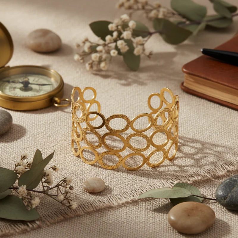 18k Plated Aurelia Anti-Tarnish Gold-Plated Openwork Cuff Bracelet