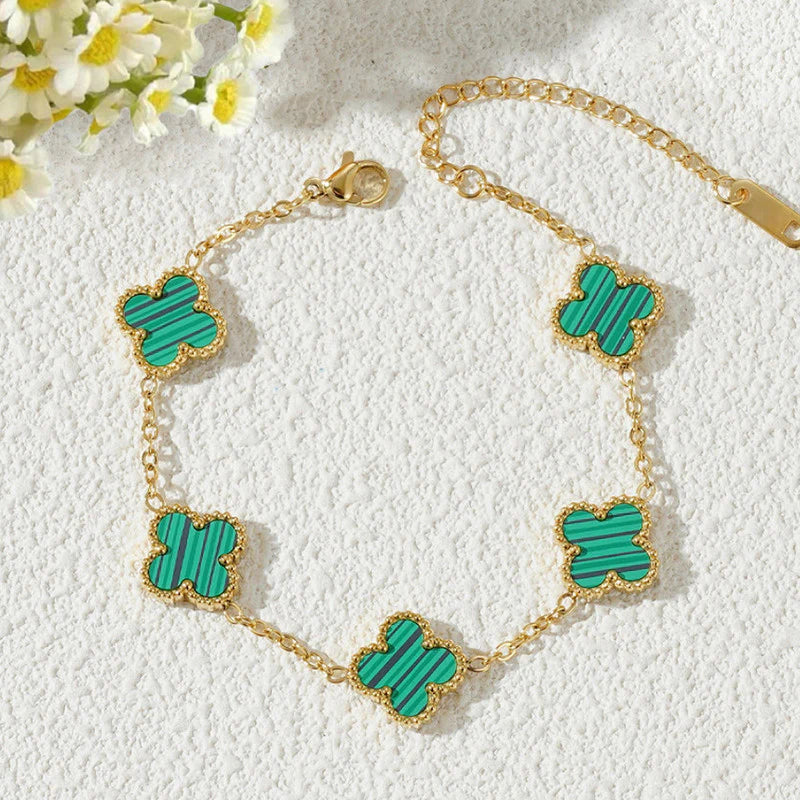 Luxury Green Clover Charm Gold-Plated Bracelet