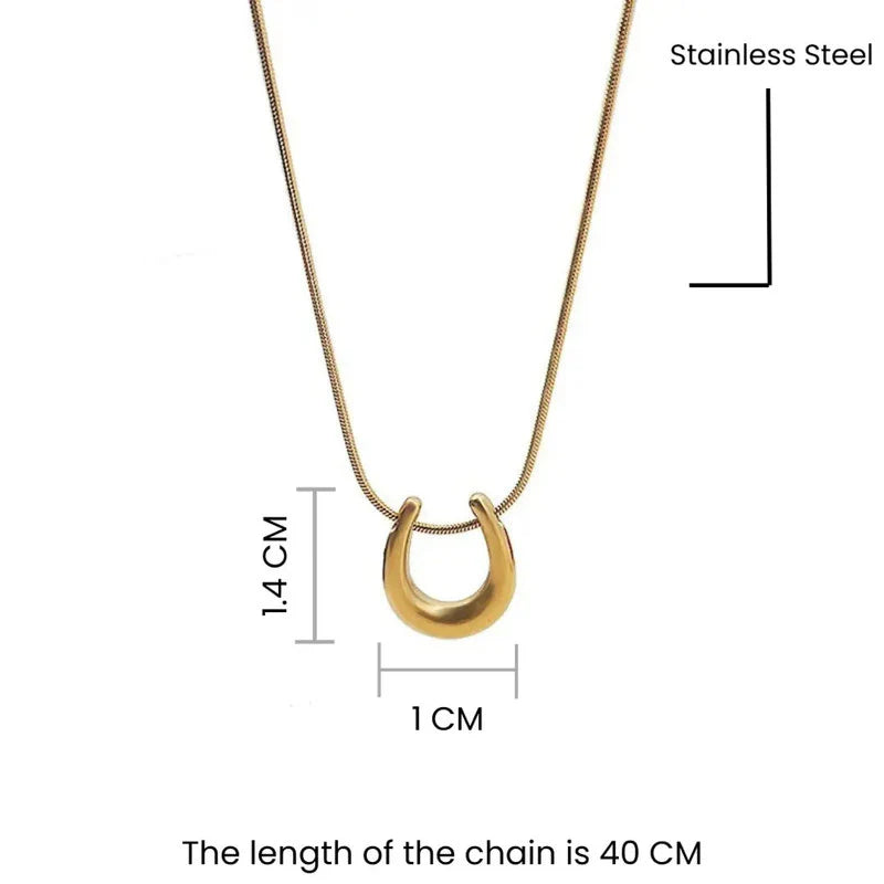 Minimalist Gold-Plated Horseshoe Pendant Necklace