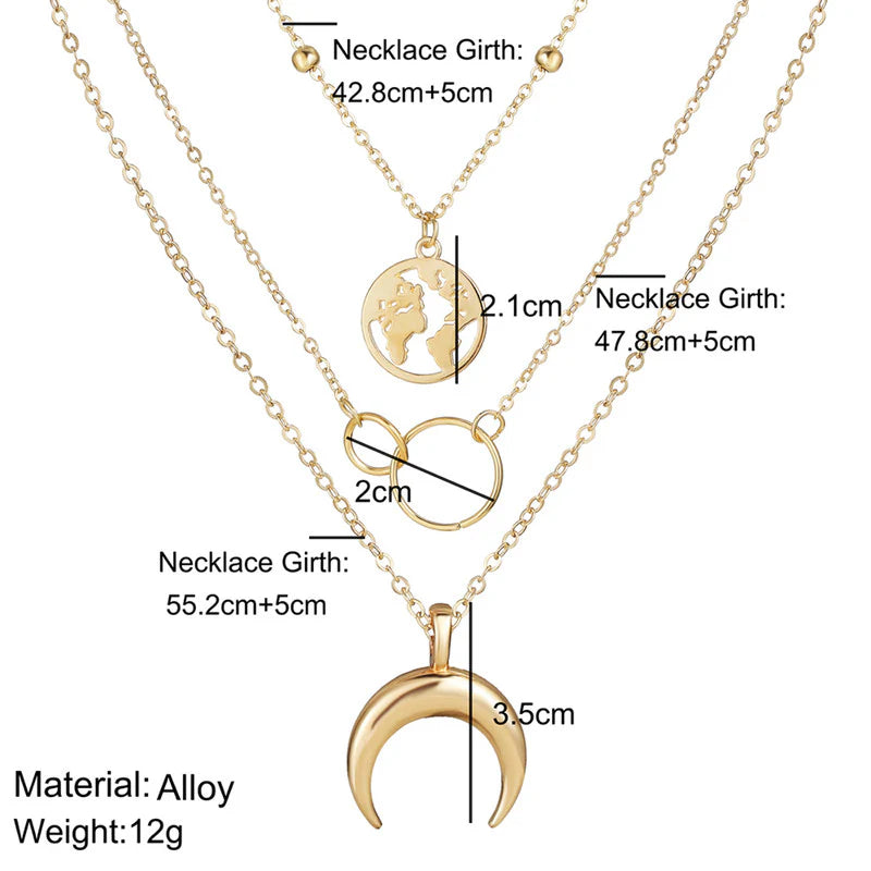 Gold Plated Anti-Tarnish Layered Pendant Necklace