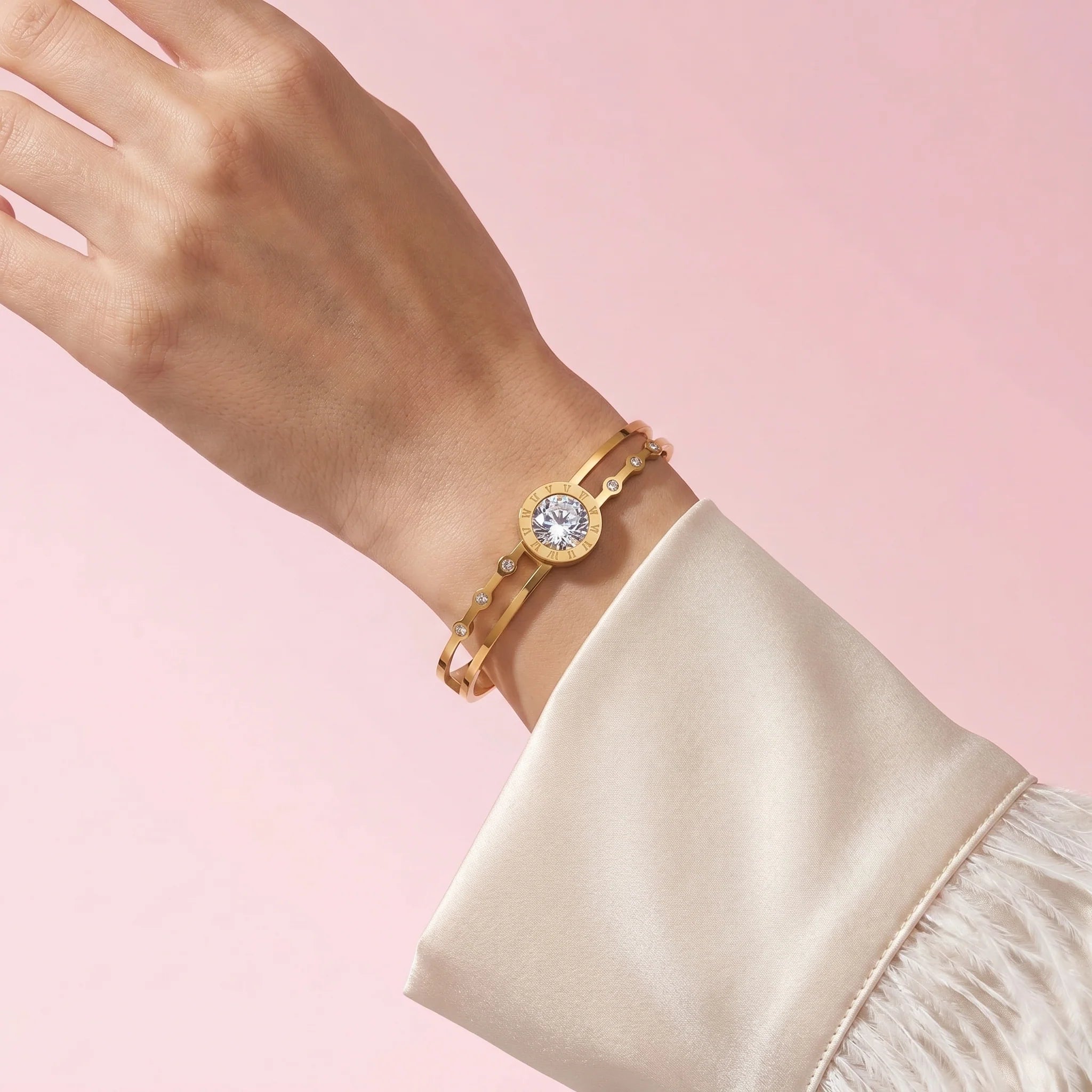 Gold-Tone Crystal Anti-Tarnish Cuff Bracelet