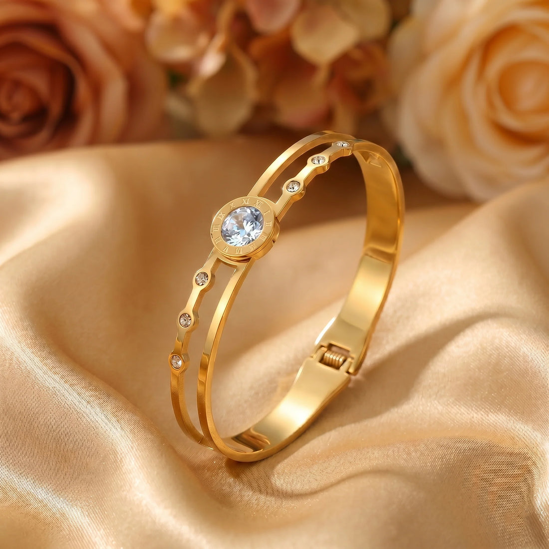 Gold-Tone Crystal Anti-Tarnish Cuff Bracelet