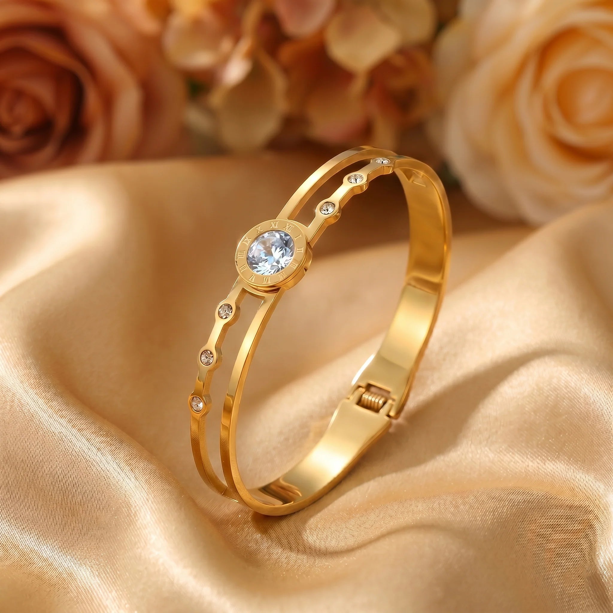 Gold-Tone Crystal Anti-Tarnish Cuff Bracelet