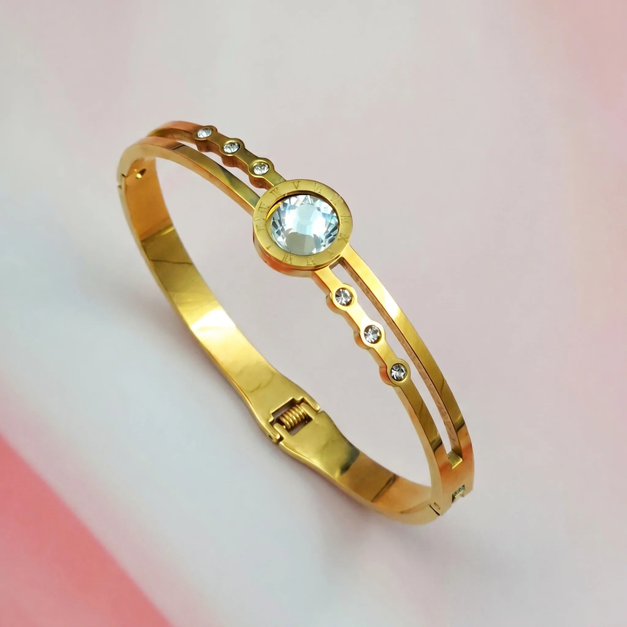 Gold-Tone Crystal Anti-Tarnish Cuff Bracelet