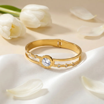 Gold-Tone Crystal Anti-Tarnish Cuff Bracelet
