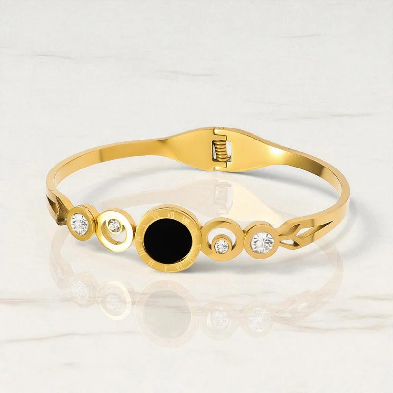 Black & Gold Anti-Tarnish Crystal Cuff Bracelet