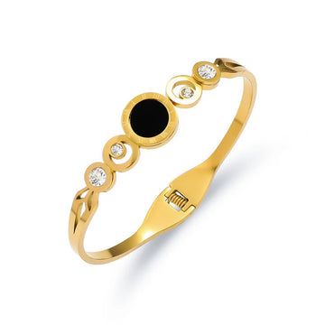Black & Gold Anti-Tarnish Crystal Cuff Bracelet