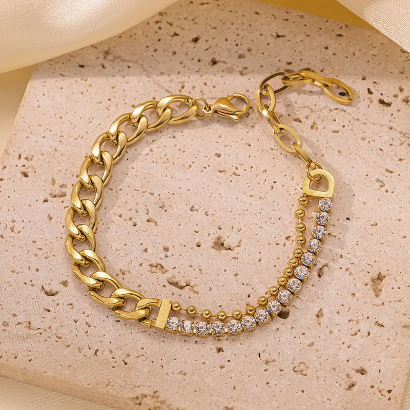 Gold-Tone Crystal Link Anti-Tarnish Bracelet