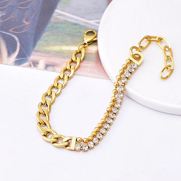 Gold-Tone Crystal Link Anti-Tarnish Bracelet