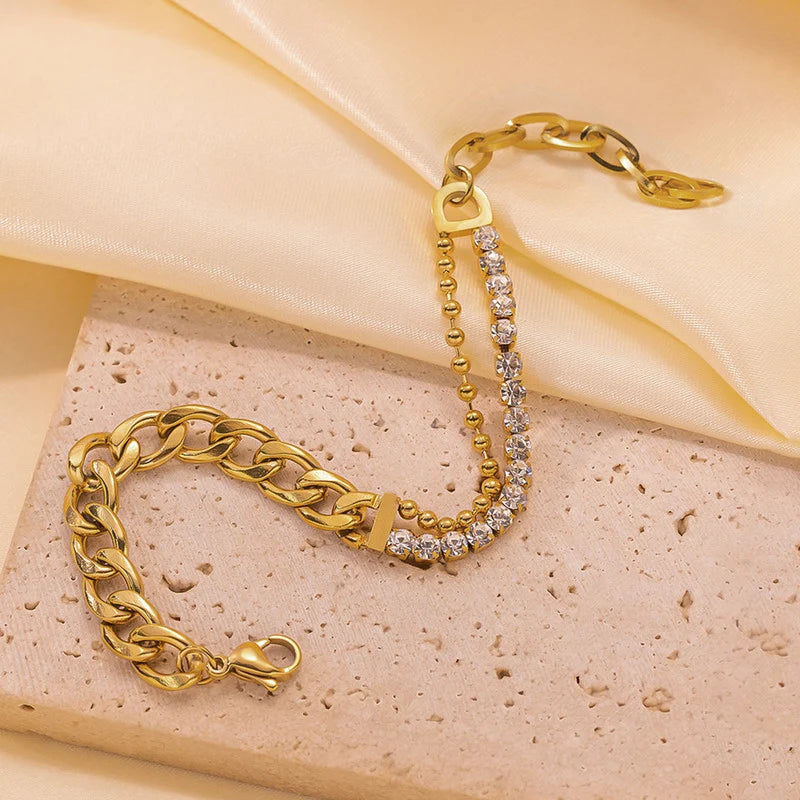 Gold-Tone Crystal Link Anti-Tarnish Bracelet