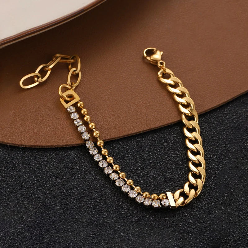 Gold-Tone Crystal Link Anti-Tarnish Bracelet