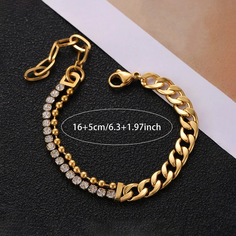 Gold-Tone Crystal Link Anti-Tarnish Bracelet