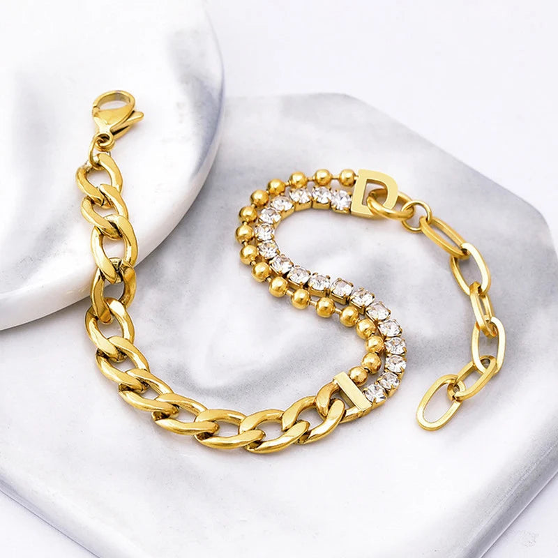 Gold-Tone Crystal Link Anti-Tarnish Bracelet