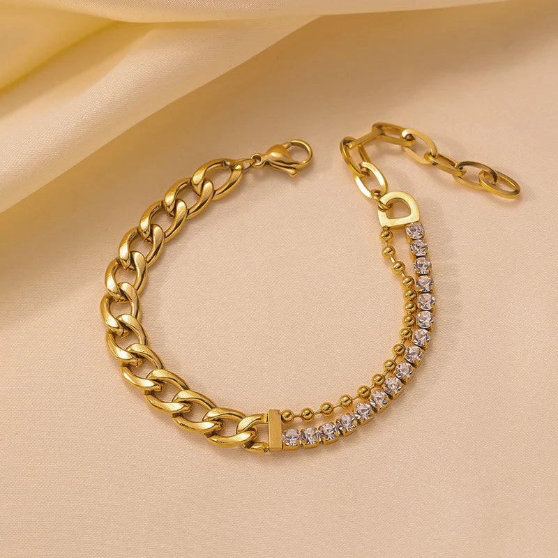 Gold-Tone Crystal Link Anti-Tarnish Bracelet