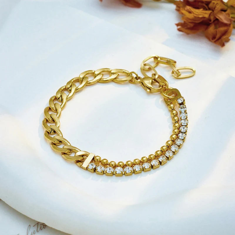 Gold-Tone Crystal Link Anti-Tarnish Bracelet