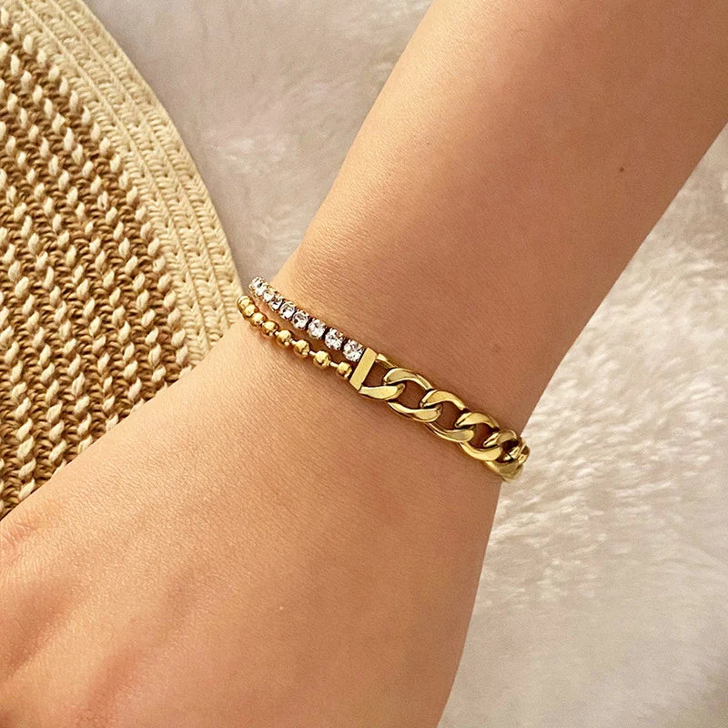 Gold-Tone Crystal Link Anti-Tarnish Bracelet