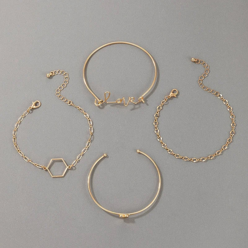 Gold-Tone 4-Piece Minimalist Bracelet Set