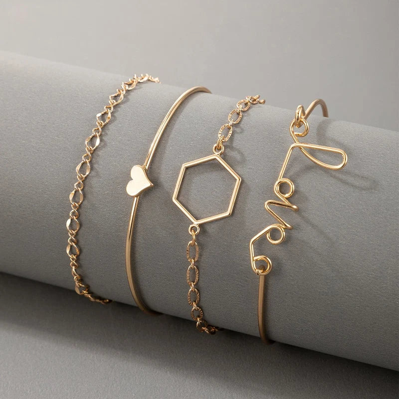 Gold-Tone 4-Piece Minimalist Bracelet Set