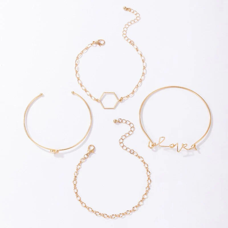 Gold-Tone 4-Piece Minimalist Bracelet Set