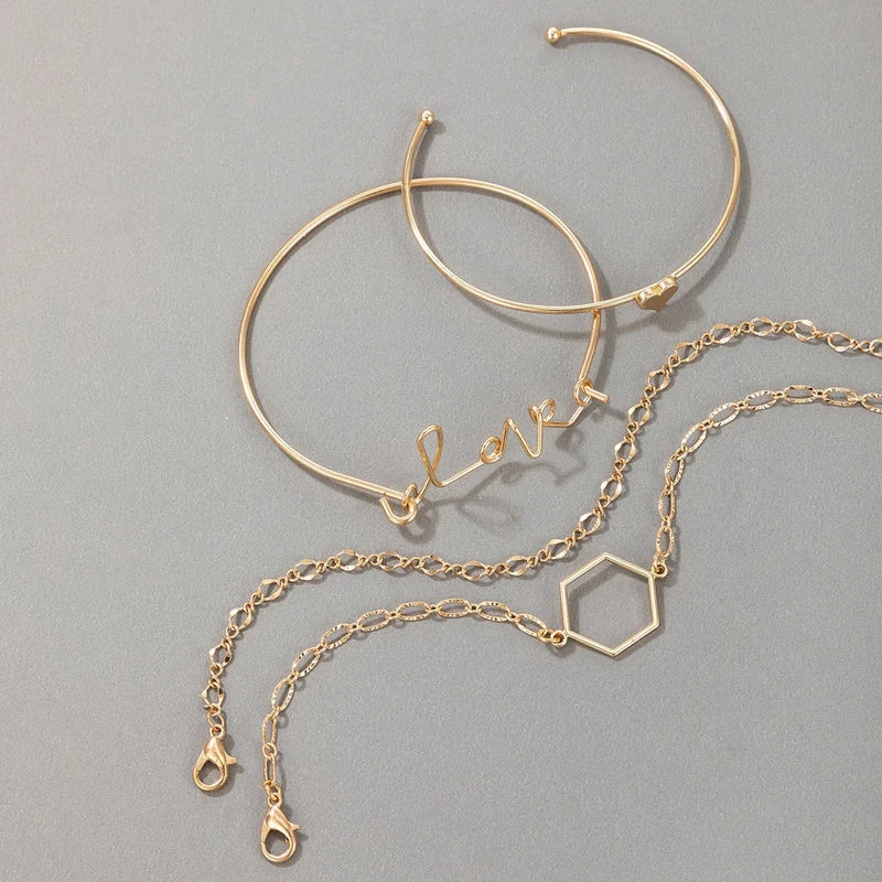 Gold-Tone 4-Piece Minimalist Bracelet Set