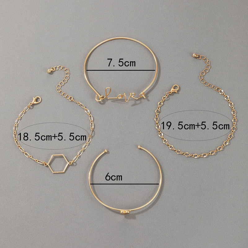 Gold-Tone 4-Piece Minimalist Bracelet Set