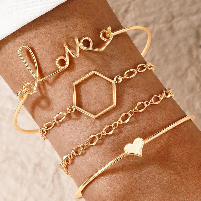 Gold-Tone 4-Piece Minimalist Bracelet Set