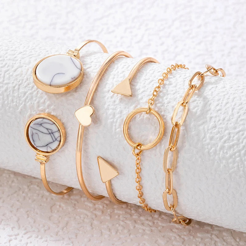 Gold-Tone 5-Piece Anti-Tarnish Bracelet Set