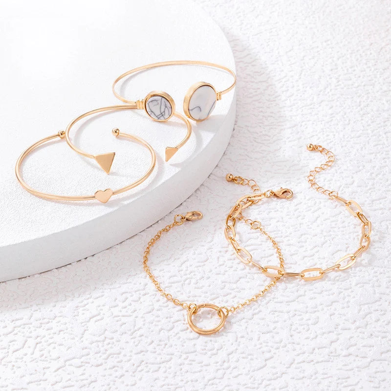 Gold-Tone 5-Piece Anti-Tarnish Bracelet Set
