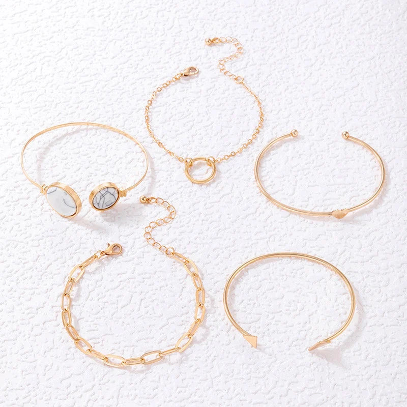 Gold-Tone 5-Piece Anti-Tarnish Bracelet Set