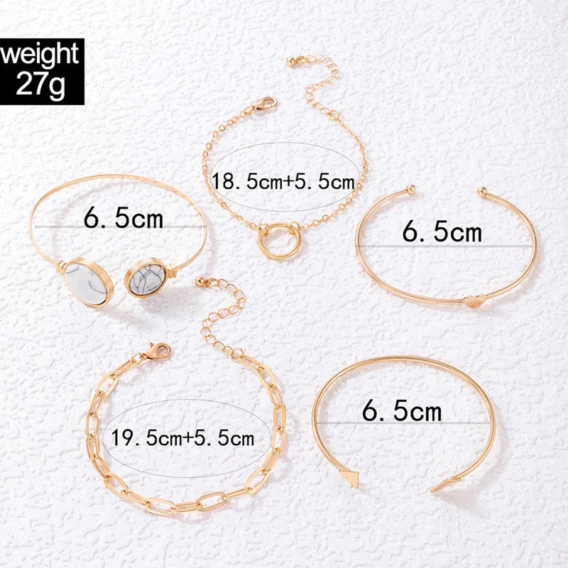 Gold-Tone 5-Piece Anti-Tarnish Bracelet Set