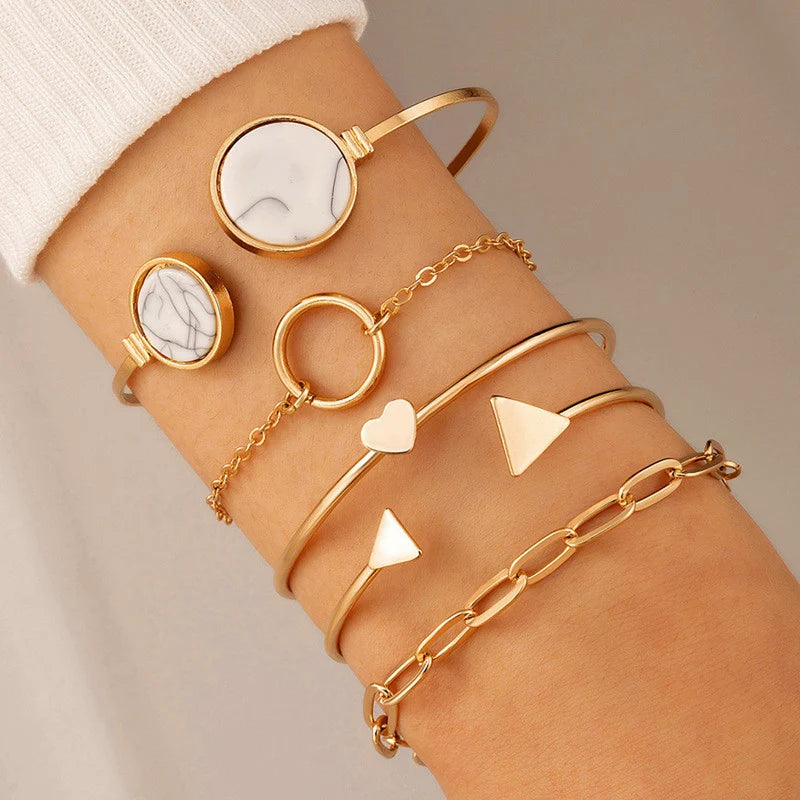 Gold-Tone 5-Piece Anti-Tarnish Bracelet Set